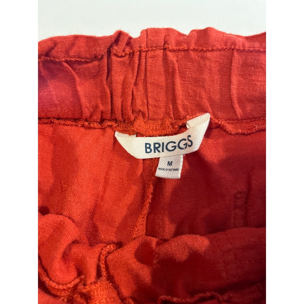 BRIGGS Red Linen Blend Paperbag Waist Shorts Womens Size M - Picture 2 of 2